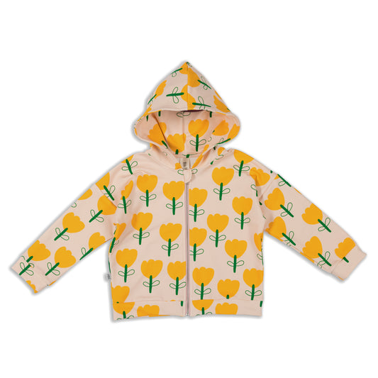 YELLOW FLOWER ALL OVER SWEATJACKET