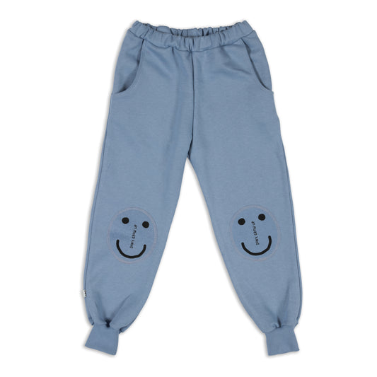 DON'T FORGET TO SMILE ON BLUE PATCHES PANTS