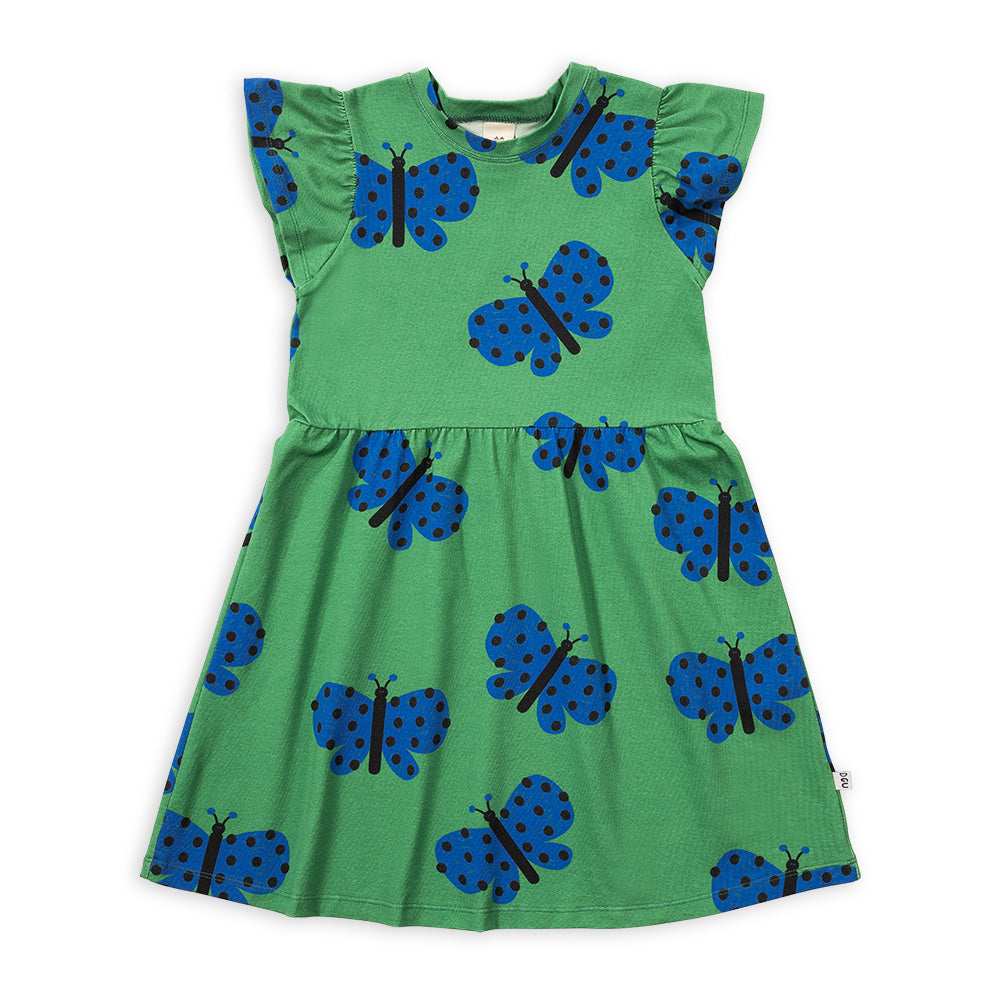 BUTTERFLY DRESS WITH RUFFLED SLEEVES